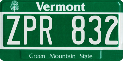 VT license plate ZPR832
