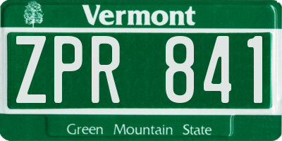 VT license plate ZPR841