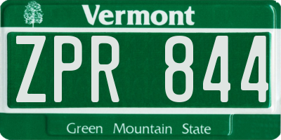 VT license plate ZPR844