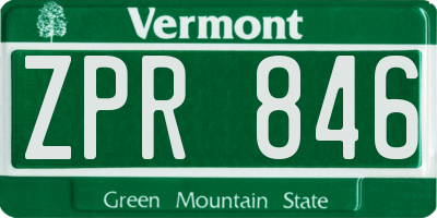 VT license plate ZPR846