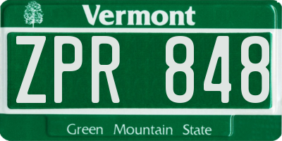 VT license plate ZPR848