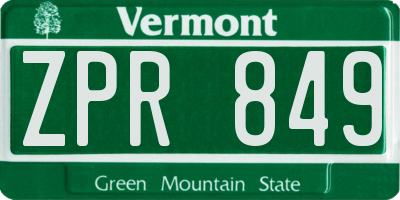 VT license plate ZPR849