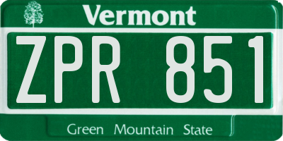 VT license plate ZPR851