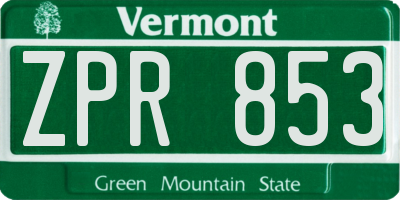 VT license plate ZPR853