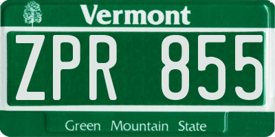VT license plate ZPR855