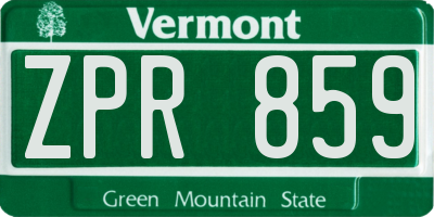 VT license plate ZPR859