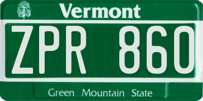 VT license plate ZPR860