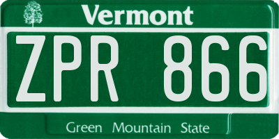 VT license plate ZPR866