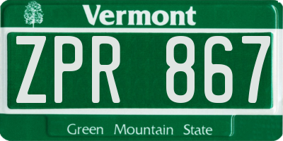 VT license plate ZPR867