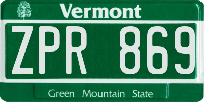 VT license plate ZPR869