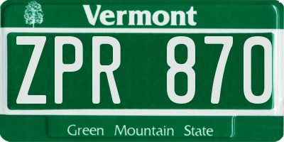 VT license plate ZPR870