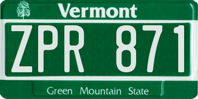VT license plate ZPR871