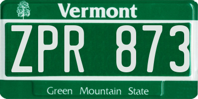 VT license plate ZPR873