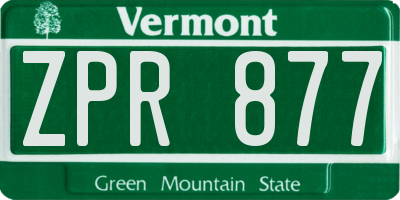 VT license plate ZPR877