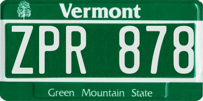 VT license plate ZPR878