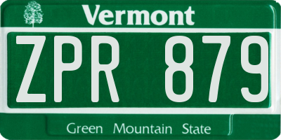 VT license plate ZPR879