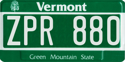 VT license plate ZPR880