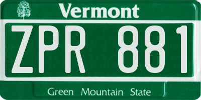 VT license plate ZPR881