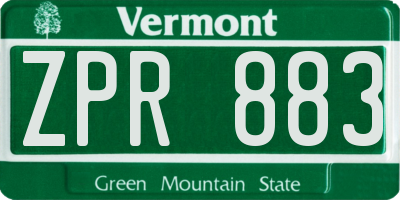 VT license plate ZPR883