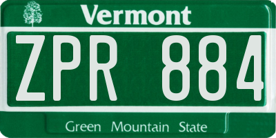 VT license plate ZPR884