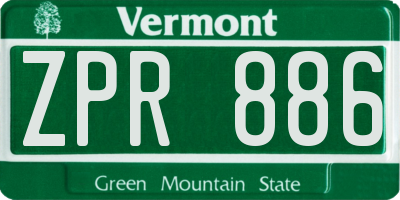 VT license plate ZPR886
