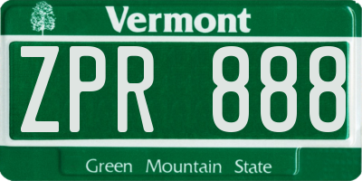 VT license plate ZPR888