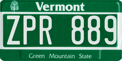 VT license plate ZPR889