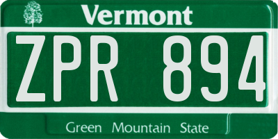 VT license plate ZPR894