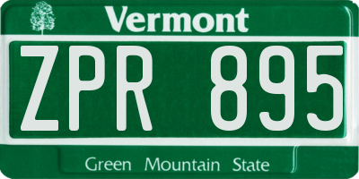 VT license plate ZPR895