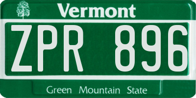 VT license plate ZPR896