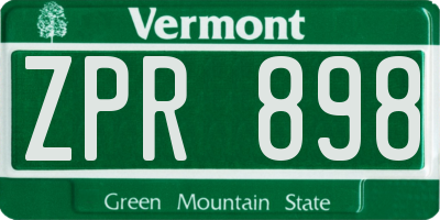 VT license plate ZPR898