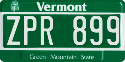 VT license plate ZPR899