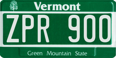VT license plate ZPR900