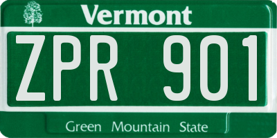 VT license plate ZPR901