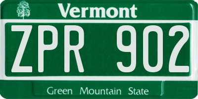 VT license plate ZPR902