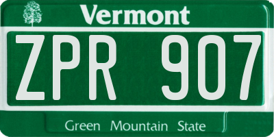 VT license plate ZPR907