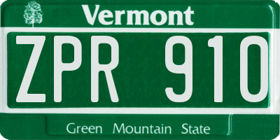 VT license plate ZPR910