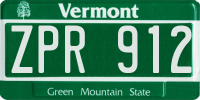 VT license plate ZPR912