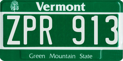 VT license plate ZPR913