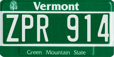 VT license plate ZPR914