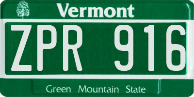 VT license plate ZPR916