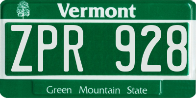 VT license plate ZPR928