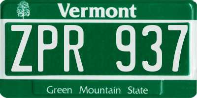 VT license plate ZPR937