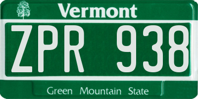 VT license plate ZPR938