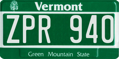 VT license plate ZPR940