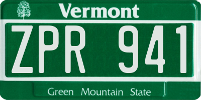 VT license plate ZPR941
