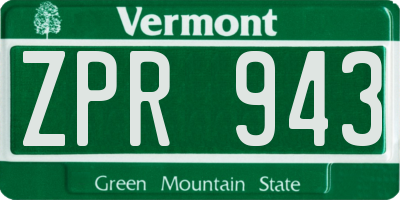 VT license plate ZPR943