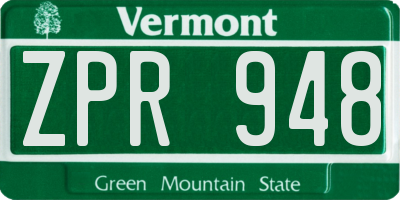 VT license plate ZPR948