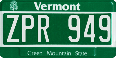 VT license plate ZPR949