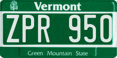 VT license plate ZPR950